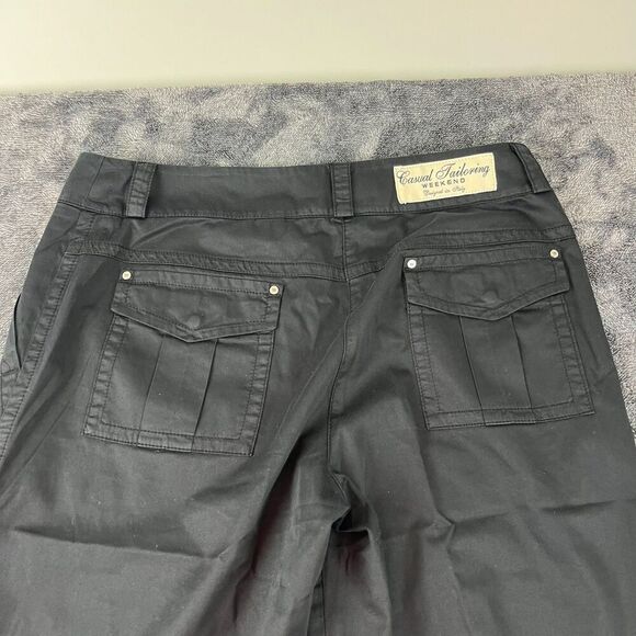 Max Mara Weekend Relaxed Front Wide Leg Flare Black Pants Women's 8 - Picture 10 of 12